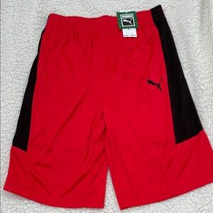PUMA Boys Red and Black Athletic Shorts-XL